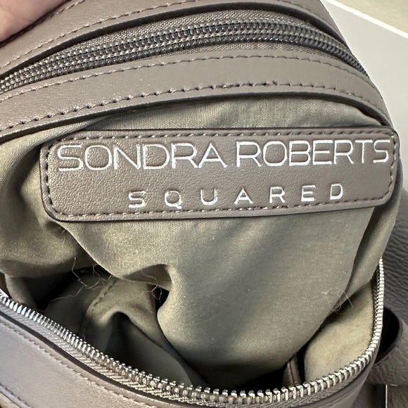 Sondra Roberts Squared Vegan Leather Hobo Style Shoulder Top Handle Bag EUC - Picture 4 of 5